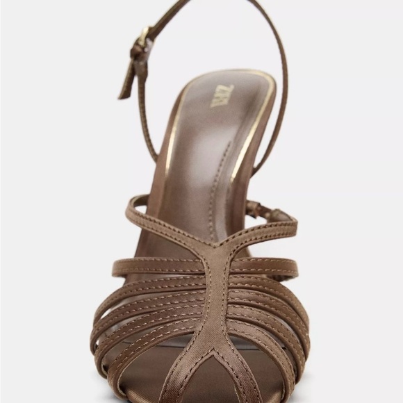 Zara SATIN CAGE SANDALS - Picture 3 of 4